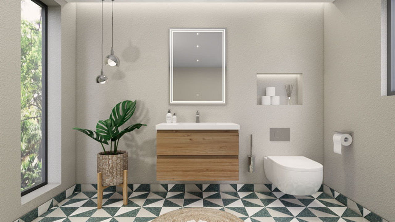 Robin 36" Wall Mounted With Reinforced Acrylic Sink Vanity-Robin SKU: MOH36-GW | UPC: 652118162806