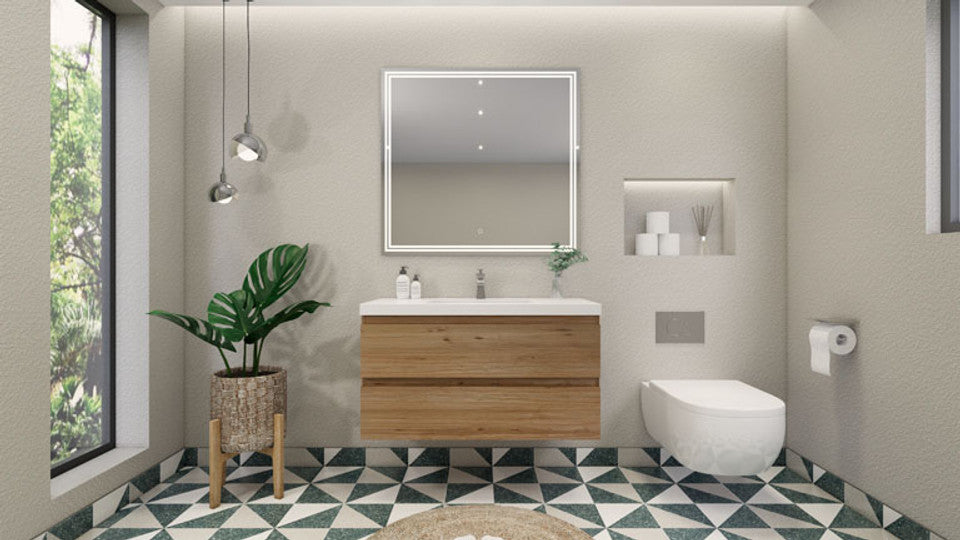 Robin 42" Wall Mounted With Reinforced Acrylic Sink Vanity-Robin SKU: MOH42-GW | UPC: 652118162912