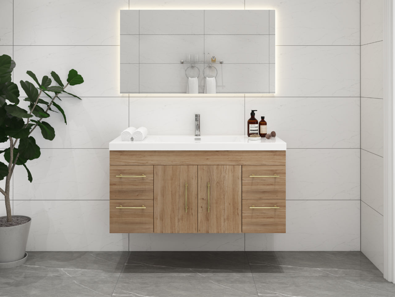 Eliza 48'' Wall Mounting Vanity With Single Sink Vanity-Eliza SKU: RYELSA48WH-AV | UPC: 616050843377