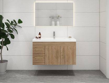 Eliza 42'' Wall Mounting Vanity(Left Drawers)With Single Sink Vanity-Eliza SKU: RYELSA42LWH-GR | UPC: 616050825311