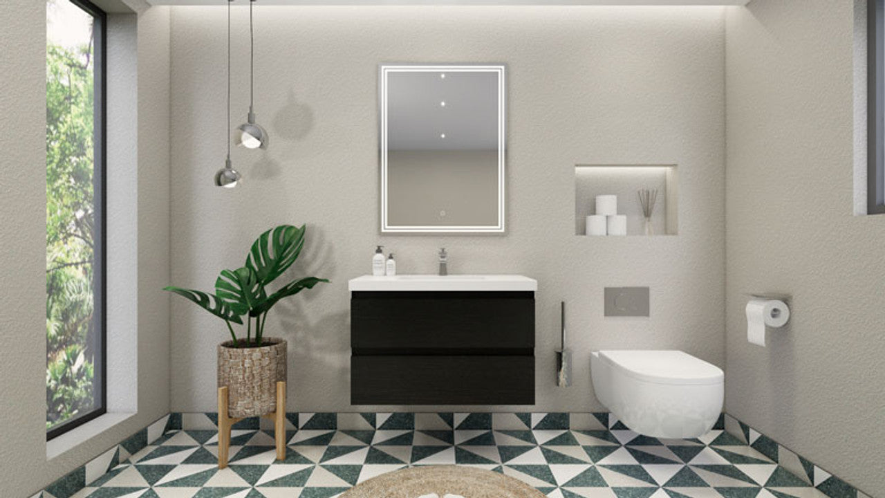 Robin 36" Wall Mounted With Reinforced Acrylic Sink Vanity-Robin SKU: MOH36-GW | UPC: 652118162806