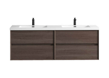 King 72" Wall Mounted Vanity with Reinforced Acrylic Double Sink Vanity-King SKU: BT005-72D