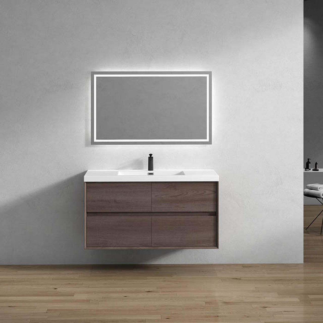 King 48" Wall Mounted Vanity with Reinforced Acrylic Sink Vanity-King SKU: BT005-48