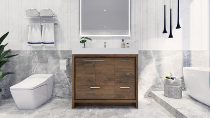 Dove 42" Vanity with Single Reinforced Acrylic White Top (Right Drawer) Vanity-Dove SKU: MDD6-42R-AV