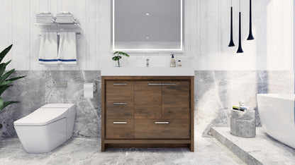 Dove 42" Vanity with Single Reinforced Acrylic White Top (Left Drawer) Vanity-Dove SKU: MDD6-42L-HG