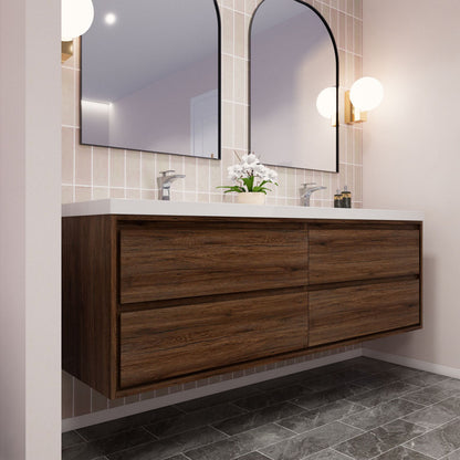 Subtle 72" Double Sink Wall Mounted Modern Vanity Vanity-Subtle SKU: RYMOM72D