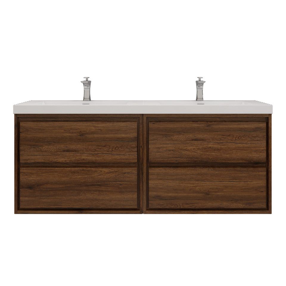 Subtle 60" (30''+30'') Double Sink Wall Mounted Modern Vanity Vanity-Subtle SKU: RYMOM60DD