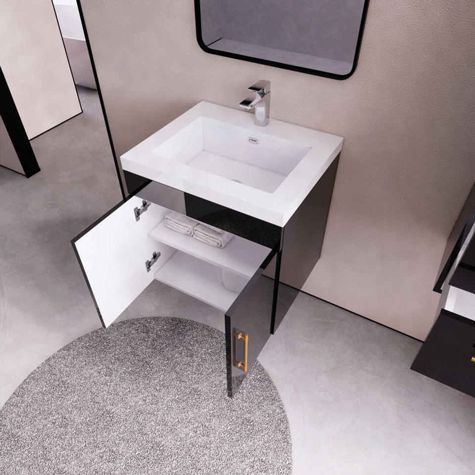 Eliza 24'' Wall Mounting Vanity With Single Sink Vanity-Eliza SKU: RYELSA24WH-GR | UPC: 616050825199