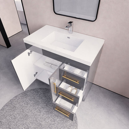 Eliza 36'' Freestanding Vanity(Right Drawers)With Single Sink Vanity-Eliza SKU: RYELSA36RFS-AV | UPC: 616050843056 $959.00 RYELSA36RFS-AV