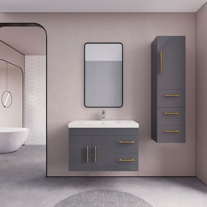 Eliza 36'' Wall Mounting Vanity(Right Drawers)With Single Sink Vanity-Eliza SKU: RYELSA36RWH-AV | UPC: 616050843315