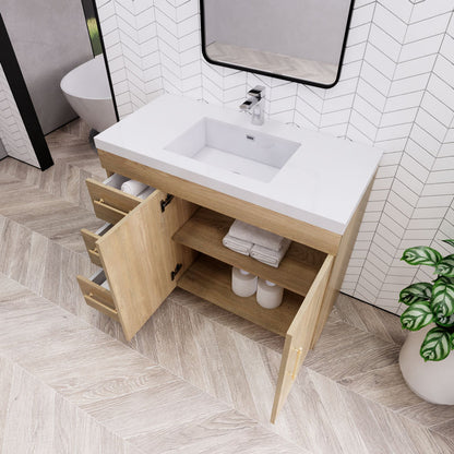 Eliza 42'' Freestanding Vanity(Left Drawers)With Single Sink Vanity-Eliza SKU: RYELSA42LFS-GR | UPC: 616050824529