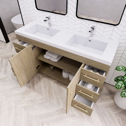 Eliza 60'' Freestanding Vanity With Double Sink Vanity-Eliza SKU: RYELSA60DFS-GR | UPC: 616050824703