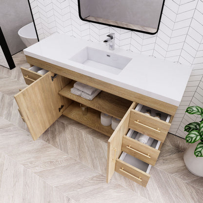 Eliza 60'' Freestanding Vanity With Single Sink Eliza SKU: RYELSA60SFS-OAK | UPC: 616050840604