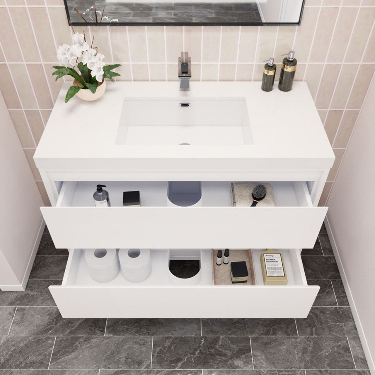 Subtle 42" Wall Mounted Modern Vanity Vanity-Subtle SKU: RYMOM42