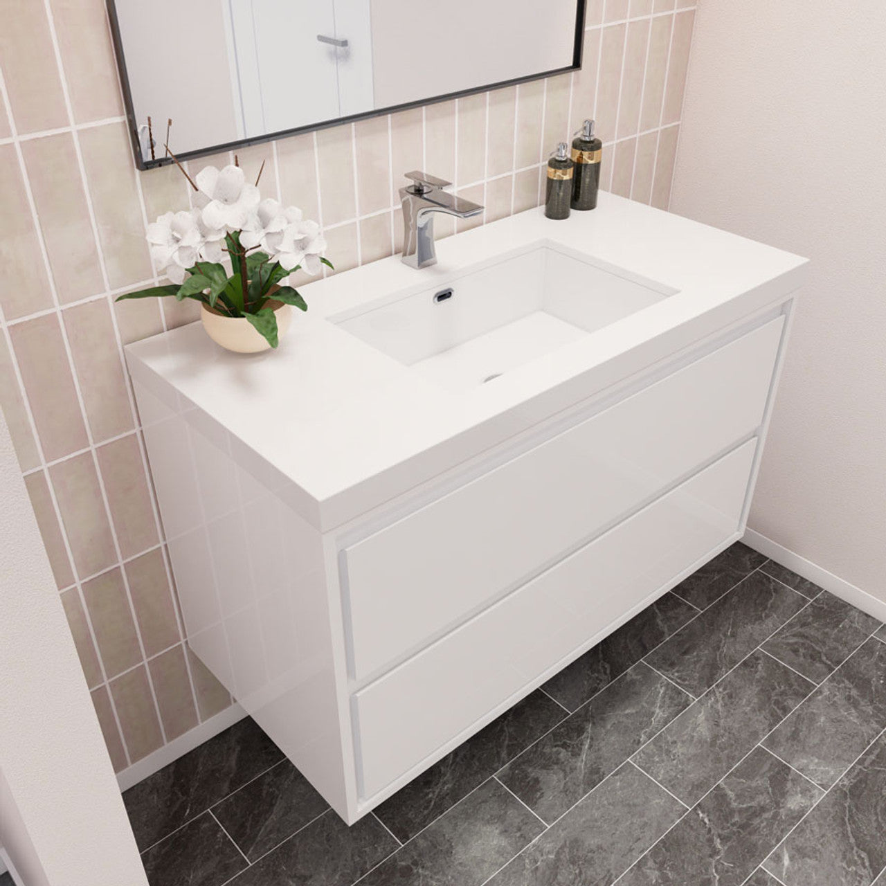 Subtle 42" Wall Mounted Modern Vanity Vanity-Subtle SKU: RYMOM42