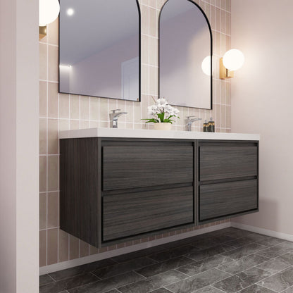 Subtle 60" (30''+30'') Double Sink Wall Mounted Modern Vanity Vanity-Subtle SKU: RYMOM60DD