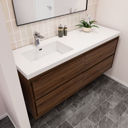 Subtle 60" Left Single Sink Wall Mounted Modern Vanity Subtle SKU: RYMOM60SL-SG