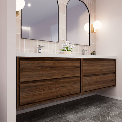 Subtle 84" (42''+42'') Double Sink Wall Mounted Modern Vanity Vanity-Subtle SKU: RYMOM84DD