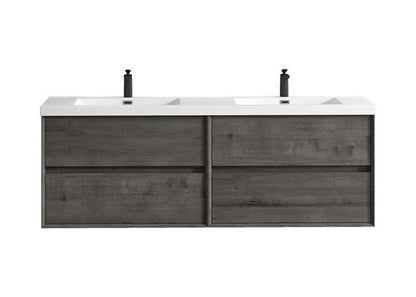 King 72" Wall Mounted Vanity with Reinforced Acrylic Double Sink Vanity-King SKU: BT005-72D