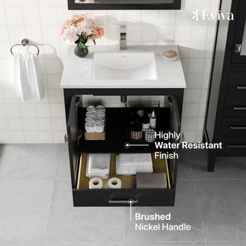 London 30"W x 18"D Espresso Bathroom Vanity with White Carrara Quartz Countertop and Undermount Porcelain Sink TVN414-30X18ES-Q