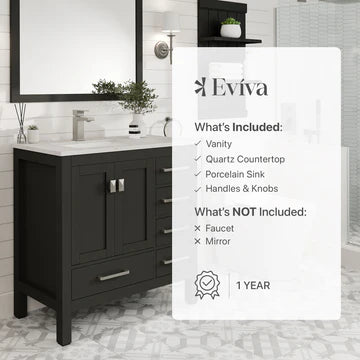 London 36"W x 18"D Espresso Bathroom Vanity with White Carrara Quartz Countertop and Undermount Porcelain Sink TVN414-36X18ES-Q