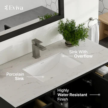 London 42"W x 18"D Espresso Bathroom Vanity with White Carrara Quartz Countertop and Undermount Porcelain Sink TVN414-42X18ES-Q