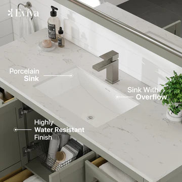 London 54"W x 18"D Gray Bathroom Vanity with White Carrara Quartz Countertop and Undermount Porcelain Sink TVN414-54X18GR-Q