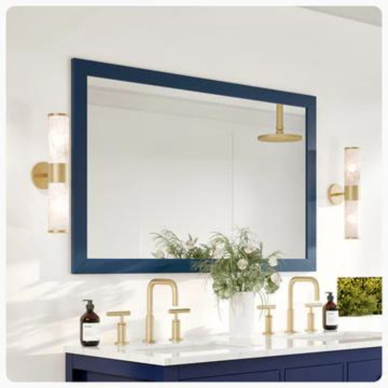 Eviva Acclaim 48"W x 30"H Rectangular Mirror with Blue Wooden Frame EVMR69-48X30BLU