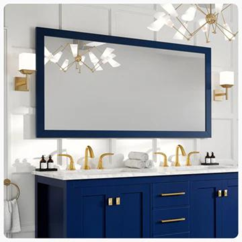 Eviva Acclaim 60"W x 30"H Rectangular Mirror with Blue Wooden Frame EVMR69-60X30BLU