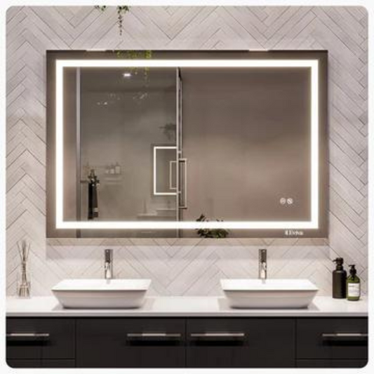 Eviva Glow 48"W x 32"H Rectangular Frameless LED Mirror EVMR101-48X32-LED