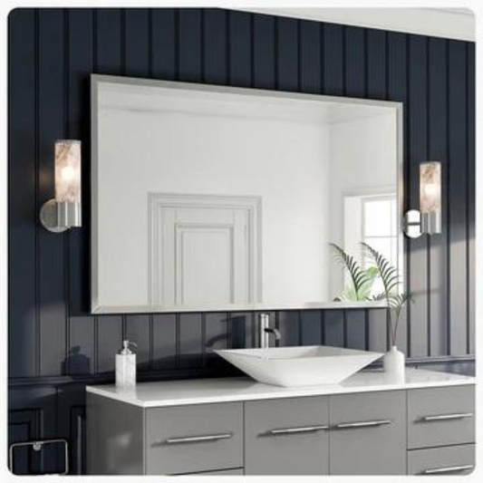 Eviva Sax 48"W x 30"H Rectangular Mirror with Brushed Nickel Aluminum Frame EVMR01-48X30-METALFRAME