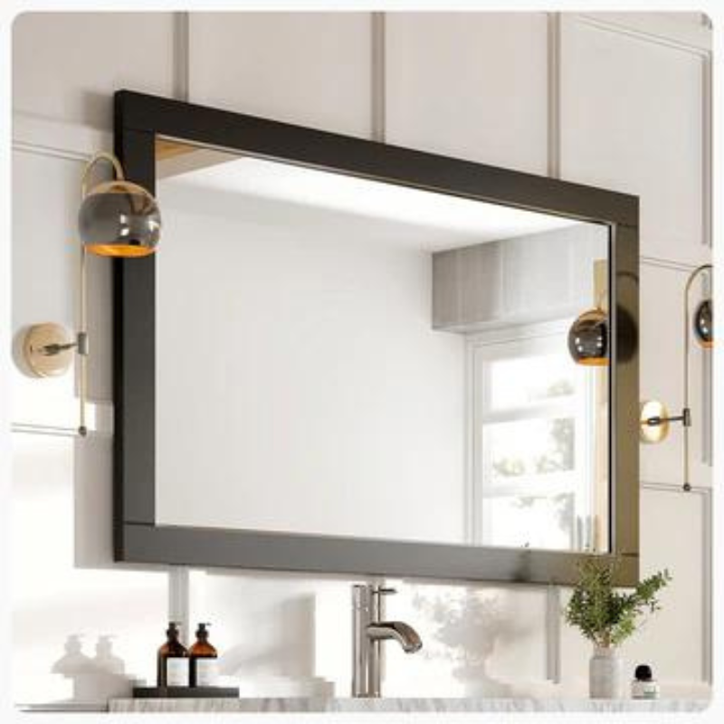 Eviva Aberdeen 48"W x 30"H Rectangular Mirror with Espresso Wooden Frame EVMR412-48X30-ES