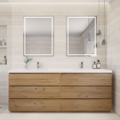 Aron 84" Freestanding with Reinforced Acrylic Double Sink Vanity-Aron SKU: MBA84D-AV