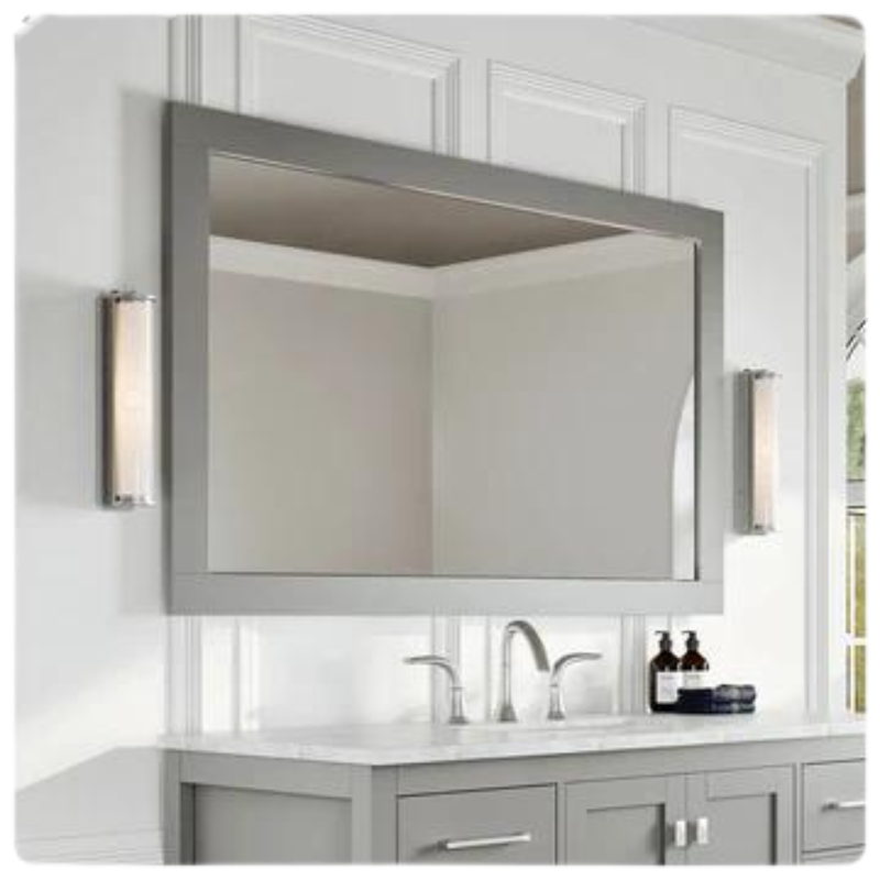 Eviva Aberdeen 48"W x 30"H Rectangular Mirror with Gray Wooden Frame EVMR412-48X30-GR