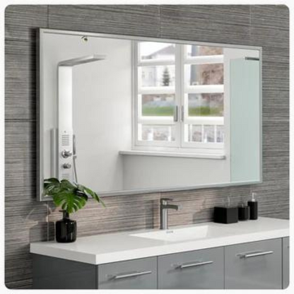 Eviva Sax 60"W x 30"H Rectangular Mirror with Brushed Nickel Aluminum Frame EVMR01-60X30-METALFRAME