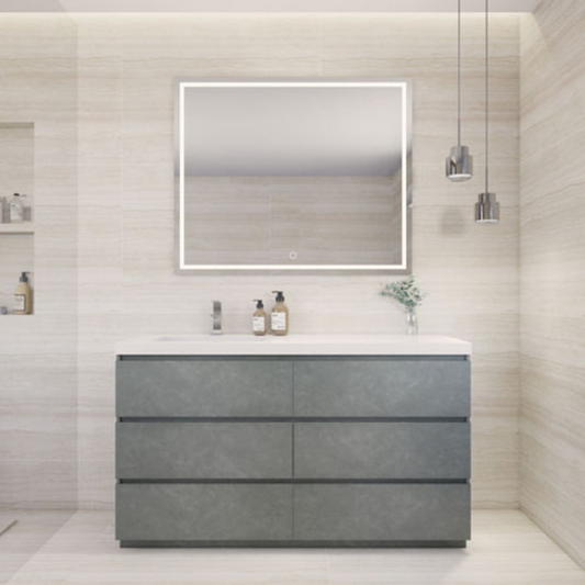 Aron 60" Freestanding with Reinforced Acrylic Left Sink Vanity-Aron SKU: MBA60SL-CG