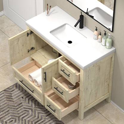 VIV 42" Solid Wood Freestanding Bathroom Vanity with Reinforced Acrylic Sink (Right) VIV SKU: VIV42R