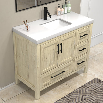 VIV 42" Solid Wood Freestanding Bathroom Vanity with Reinforced Acrylic Sink (Right) VIV SKU: VIV42R