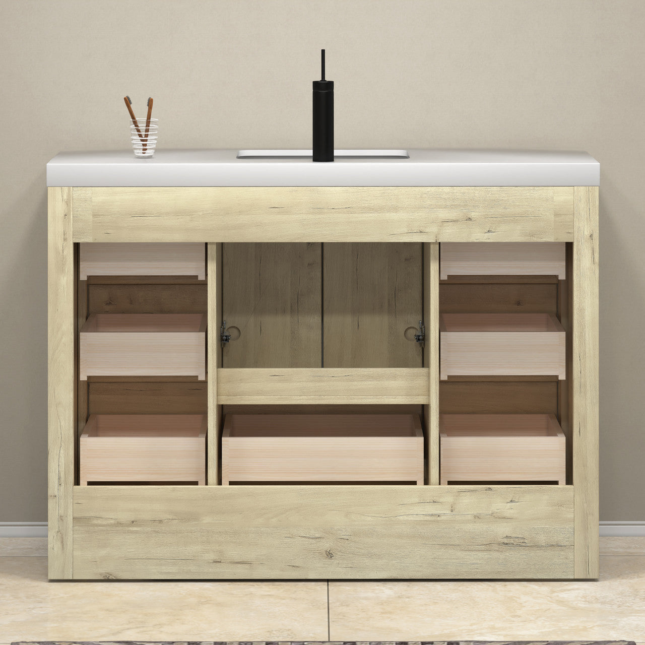 VIV 48" Solid Wood Freestanding Bathroom Vanity with Reinforced Acrylic Sink VIV SKU: VIV48