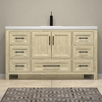 VIV 60" Solid Wood Freestanding Bathroom Vanity with Reinforced Single Acrylic Sink VIV SKU: VIV60S