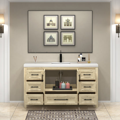 VIV 60" Solid Wood Freestanding Bathroom Vanity with Reinforced Single Acrylic Sink VIV SKU: VIV60S