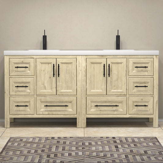 VIV 72" Solid Wood Freestanding Bathroom Vanity with Reinforced Double Acrylic Sink VIV SKU: VIV72D