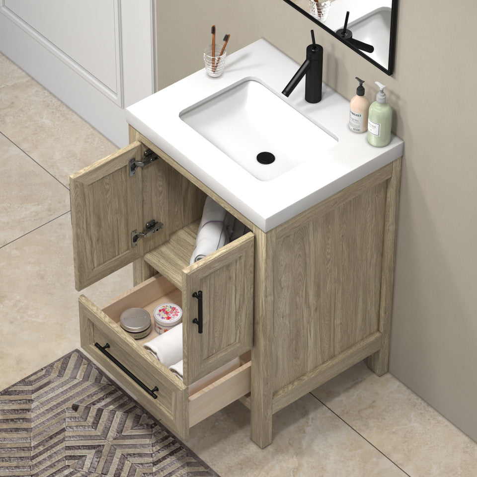 VIV 24" Solid Wood Freestanding Bathroom Vanity with Reinforced Acrylic Sink VIV SKU: VIV24