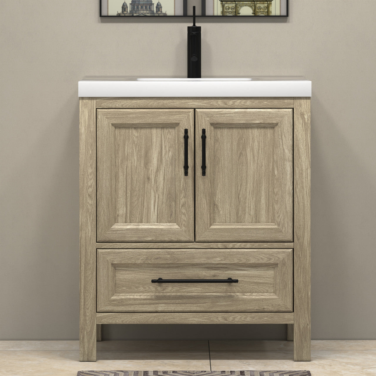 VIV 30" Solid Wood Freestanding Bathroom Vanity with Reinforced Acrylic Sink VIV SKU: VIV30