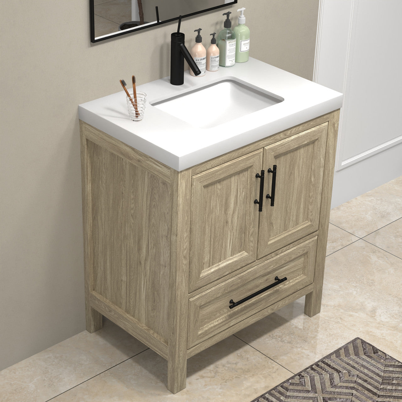 VIV 30" Solid Wood Freestanding Bathroom Vanity with Reinforced Acrylic Sink VIV SKU: VIV30