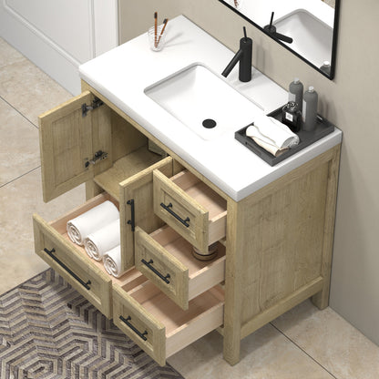 VIV 36" Solid Wood Freestanding Bathroom Vanity with Reinforced Acrylic Sink (Right) VIV SKU: VIV36R-HG