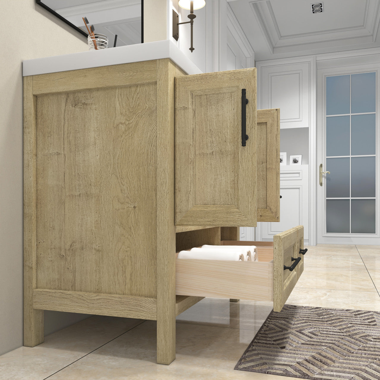 VIV 36" Solid Wood Freestanding Bathroom Vanity with Reinforced Acrylic Sink (Right) VIV SKU: VIV36R-HG