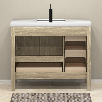 VIV 42" Solid Wood Freestanding Bathroom Vanity with Reinforced Acrylic Sink (Left) VIV SKU: VIV42L