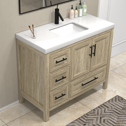 VIV 42" Solid Wood Freestanding Bathroom Vanity with Reinforced Acrylic Sink (Left) VIV SKU: VIV42L