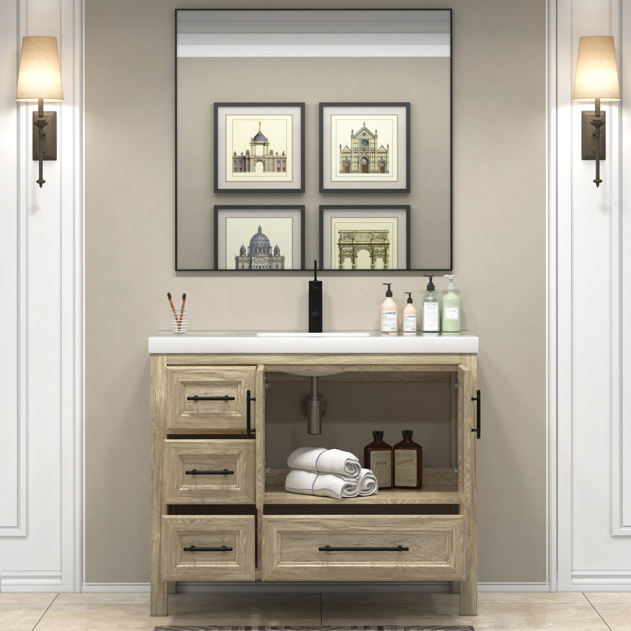 VIV 42" Solid Wood Freestanding Bathroom Vanity with Reinforced Acrylic Sink (Left) VIV SKU: VIV42L